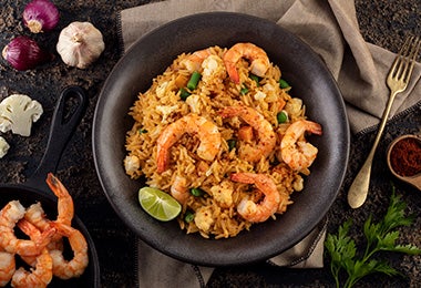 Arroz con langostinos, receta con mariscos