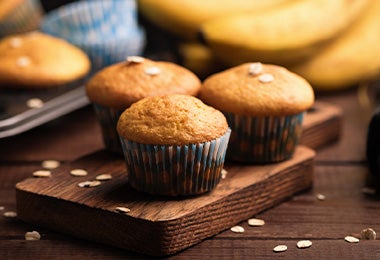 Muffins de puré de cambur, uno de los sustitutos del huevo.