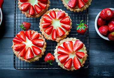  Pasteles de fresa, un postre frío.