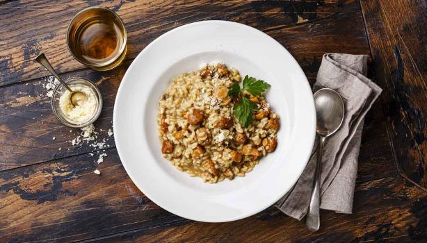 El risotto es una receta deliciosa con champiñones